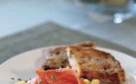 Smoked Salmon and Leek Scramble with Meyer Lemon Crème Fraîche