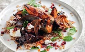 Smoky Pumpkin, Spelt, Pomegranate, and Feta Salad