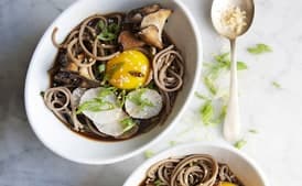 Soba and Maitake Mushrooms in Soy Broth