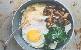 Soft Polenta with Mushrooms and Spinach