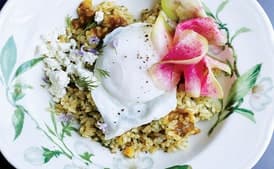 Sorrel Rice Bowls with Poached Eggs