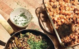 Sourdough Stuffing with Sausage, Apples, and Golden Raisins