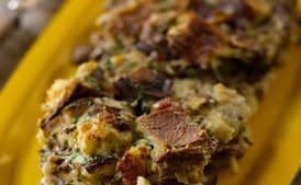 Sourdough, Wild Mushroom, and Bacon Dressing