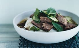 Southeast Asian Beef and Rice-Noodle Soup