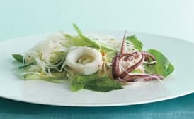 Southeast Asian Rice Noodles with Calamari and Herbs