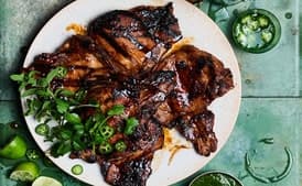 Soy-Basted Pork Chops with Herbs and Jalapeños