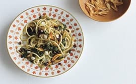 Spaghetti and Swiss Chard With Garlic Chips