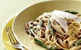 Spaghetti with Asparagus, Shiitake Mushrooms, Lemon, and Chives