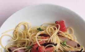 Spaghetti with Smoky Tomatoes and Onions