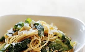Spaghettini with Spicy Escarole and Pecorino Romano