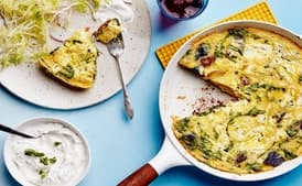 Spanish Frittata with Herby Yogurt and Greens