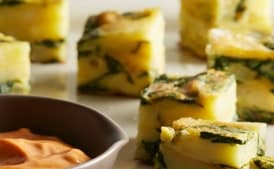 Spanish Tortilla Bites with Winter Greens and Garlic