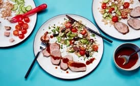Spice-Rubbed Pork Tenderloin with a Mediterranean Grain Salad