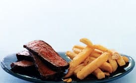 Spice-Rubbed Steak with Quick Garlic Fries