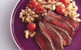 Spice-Rubbed Steak with White Beans and Cherry Tomatoes