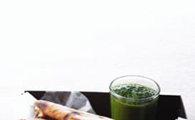 Spiced Beef and Onion Pitas with Parsley Sauce