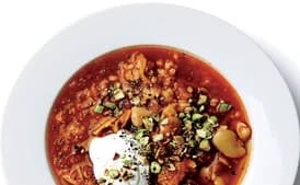 Spiced Fava Bean Soup with Rice and Tomato