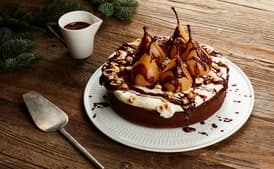 Spiced Hazelnut-Pear Cake With Chocolate Sauce