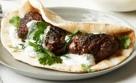 Spiced Middle Eastern Lamb Patties with Pita and Yogurt