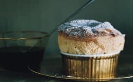 Spiced-Pumpkin Soufflés with Bourbon and Molasses Sauce