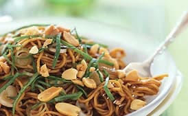 Spicy Sesame Noodles with Chopped Peanuts and Thai Basil