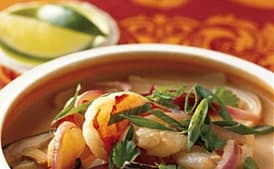 Spicy Shrimp and Coconut Noodle Soup with Shiitake Mushrooms