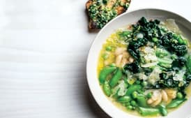 Spring Minestrone Verde with Pistachio Pesto