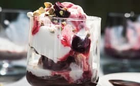 Spumoni Sundaes with Espresso Hot Fudge Sauce