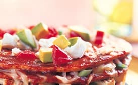 Stacked Enchiladas with Turkey and Chipotle Beans