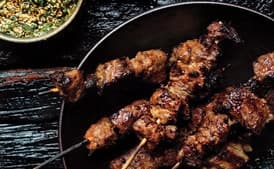 Steak Skewers with Scallion Dipping Sauce