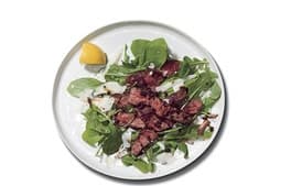 Steak with Parmesan Butter, Balsamic Glaze, and Arugula