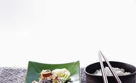 Steamed Chicken with Black Mushrooms and Bok Choy