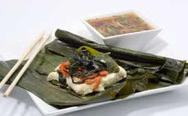 Steamed Uku Laulau with Ginger-Scallion Sauce