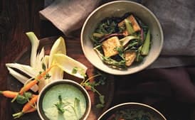 Stir-Fried Bok Choy and Mizuna with Tofu