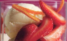 Strawberries Romanoff with Crème Fraîche Ice Cream