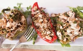 Stuffed Pepper with Mushrooms, Greens, and Ground Turkey