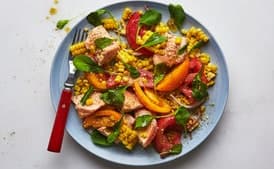 Summer Corn, Tomato, and Salmon Salad with Za'atar Dressing