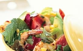 Summer Garden Salad with Chili-Garlic Shrimp