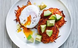 Sweet Potato Fritters with Poached Eggs and Avocado