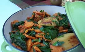 Sweet Potatoes, Apples, and Braising Greens