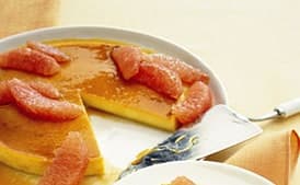 Tangerine-Honey Flan with Grapefruit Segments
