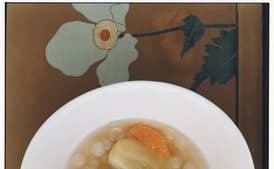 Tea-Poached Pears with Tapioca Pearls and Satsumas