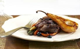 Tea-Smoked Duck Breast with Pears and Blueberry Jus