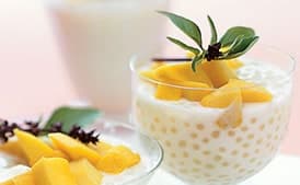 Thai Coconut Tapioca Pudding with Cayenne-Spiced Mango