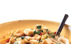 Thai Tofu with Zucchini, Red Bell Pepper, and Lime