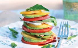 Tomato, Basil, Avocado and Feta Stacks