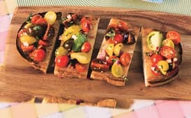 Tomato, Red Onion, and Basil Bruschetta