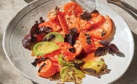 Tomato Salad with Warm Basil Dressing