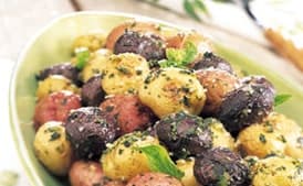 Tricolor Potatoes with Pesto and Parmesan