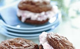 Triple-Chocolate Cookie and Strawberry Ice Cream Sandwiches